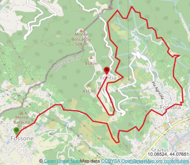 Mappa cammino di aronte tappa fossone santa lucia