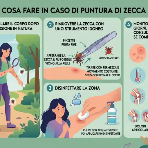 Infografica cosa fare in caso di puntura di zecca