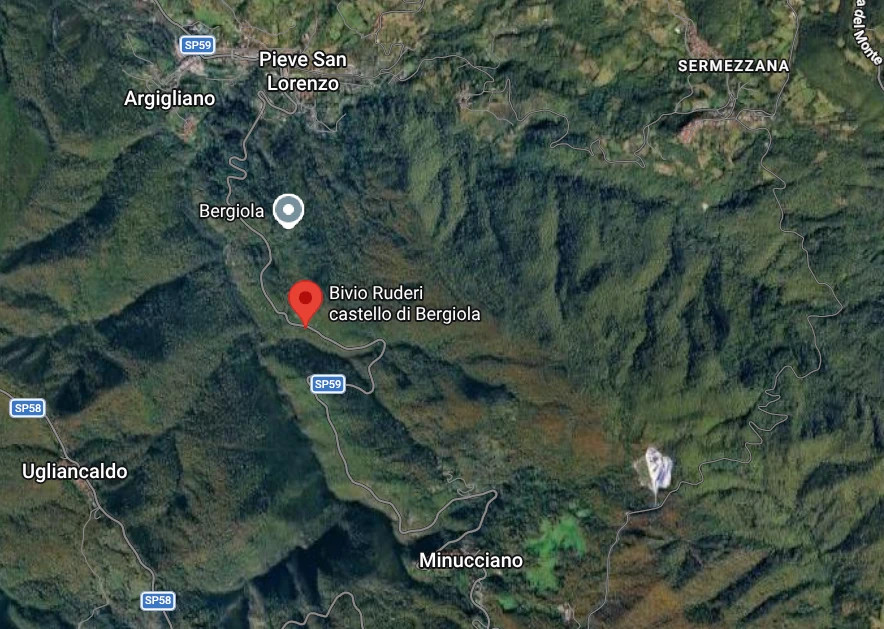 Mappa Bergiola di Minucciano da google maps